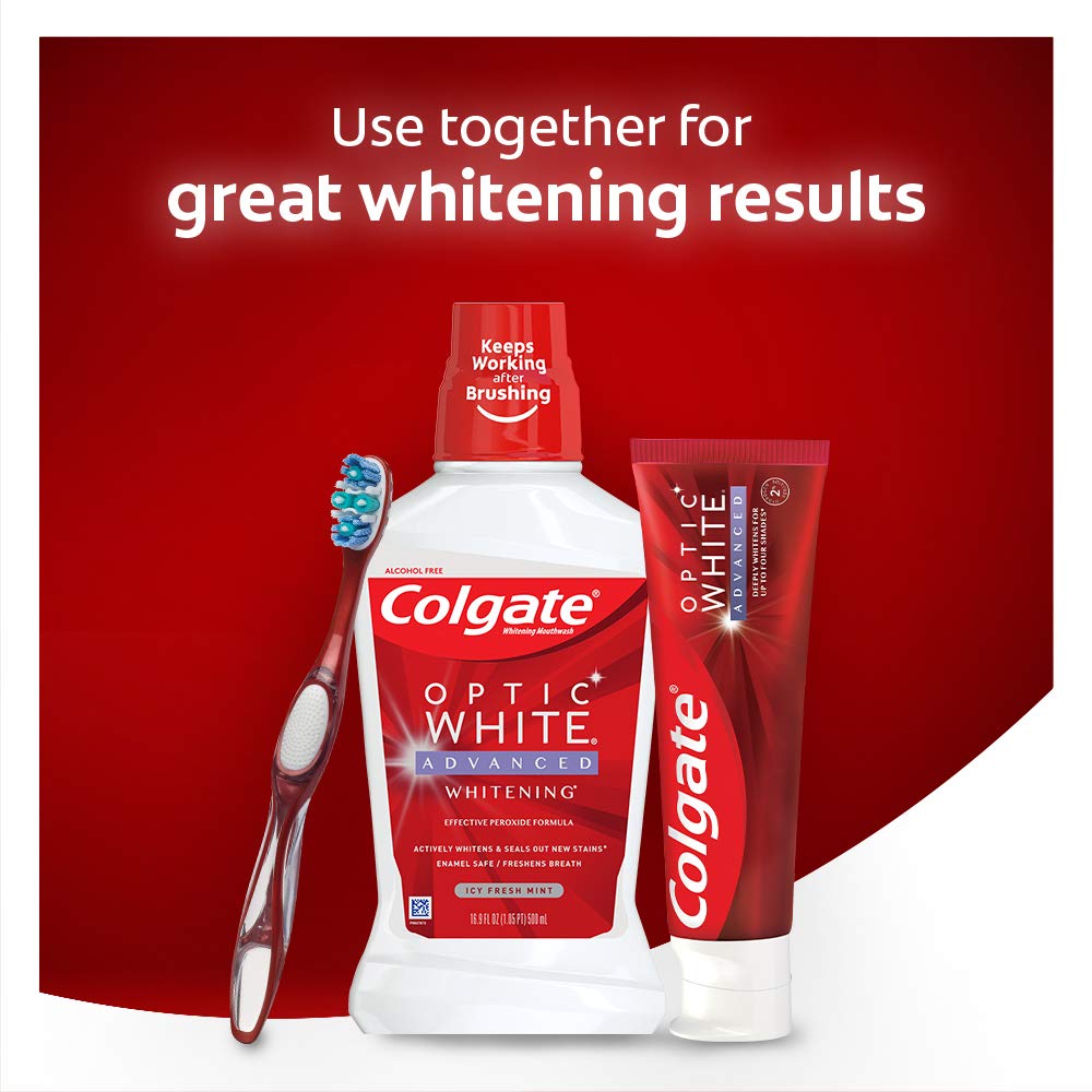 Colgate Optic White Advanced Teeth Whitening Toothpaste, Vibrant Clean, 3.2 Ounce, 3 Pack : Beauty