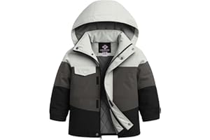 GEMYSE Boys Winter Coat Waterproof Windproof Boys Ski Jacket with Hood Kids Insulated Quilted Outerwear