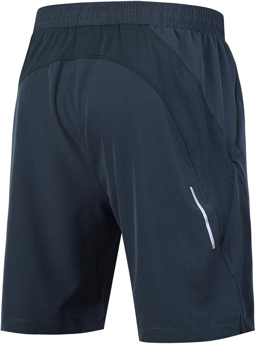 Souke Sports Men's Workout Running Shorts Quick Dry Athletic Performance Shorts Black Liner Zip Pockets: Clothing
