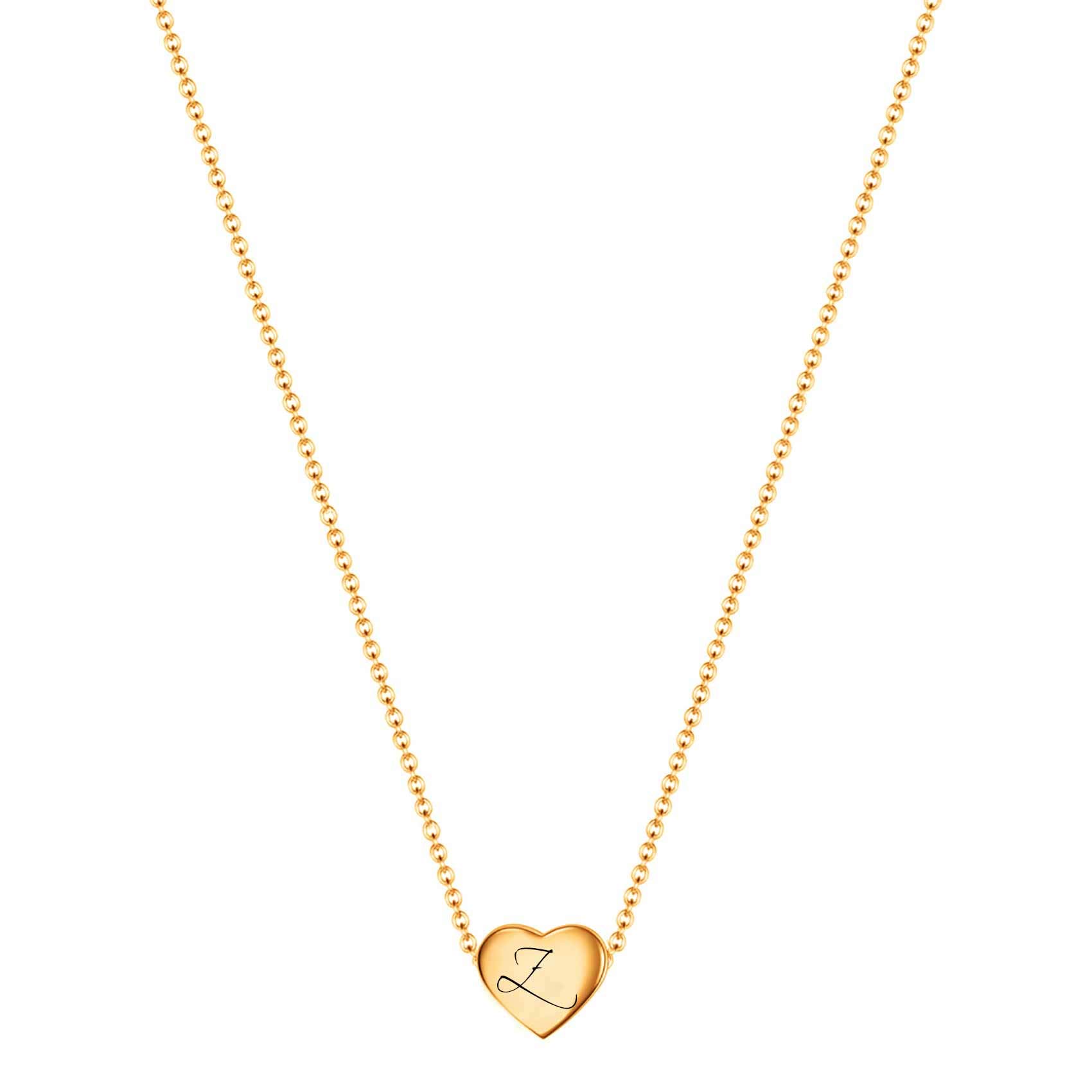 VQYSKO Necklace Ladies Heart Letter Chain-Stainless Steel Name Chains, Exquisitely Small(For Women/Girls/Mom) Birthday Gift, Valentine's Day present (Golden-Z)