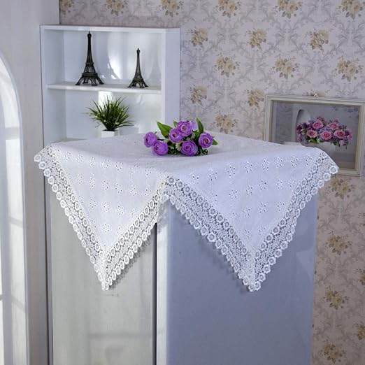 puuosail-aol Mantel de Lino Bordado Blanco con Cubierta Antipolvo ...