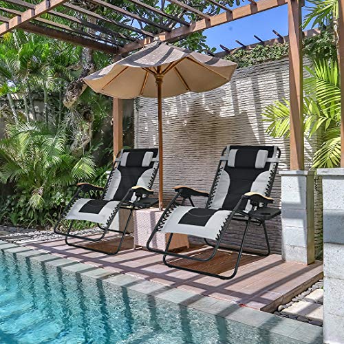 Patio Watcher Oversized Padded Zero Gravity Lounge Chair Patio Foldable