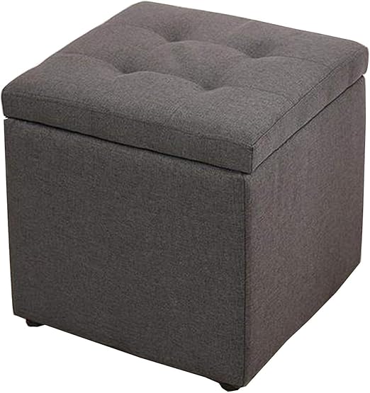 Caja otomana de almacenamiento plegable de lino, reposapiés, reposapiés