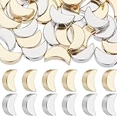 Beebeecraft 50Pcs 2 Colors Moon Beads 18K Gold & Platinum Plated Brass Crescent Spacer Moon Bead for Jewelry Making Bracelet DIY Crafts
