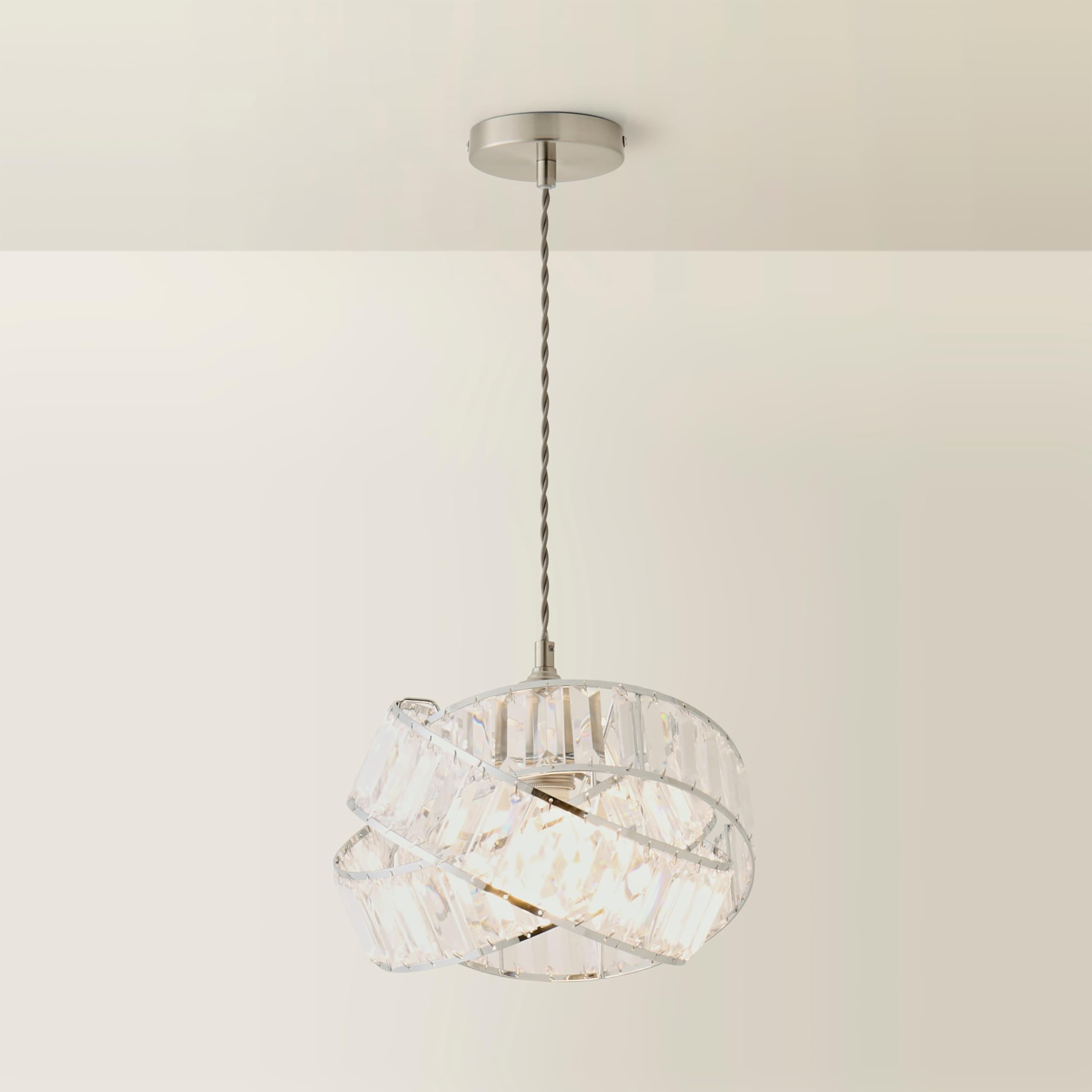 MiniSun | Modern Polished Chrome Intertwined Rings Design Ceiling Light Shade | Pendant Lights, Home Décor & Improvement Essential | 30cm Shade Width