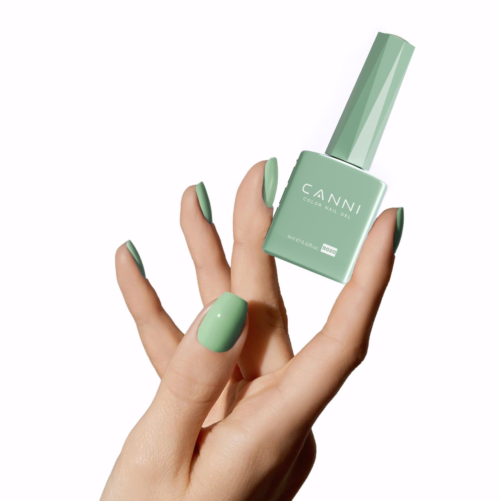 CANNI Light Green Gel Nail Polish, 1Pcs Sage Green Gel Polish Mint Green Color Nail Polish Gel High Gloss Soak Off U V Gel Nail French Nail Manicure Salon DIY - Image 5