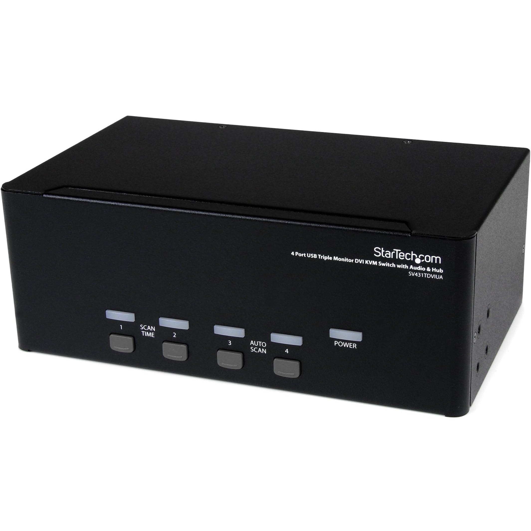 StarTech.com 4 Port Triple Monitor DVI USB KVM Switch with Audio & USB 2.0 Hub - Multi Monitor KVM - USB DVI KVM Switch (SV431TDVIUA)