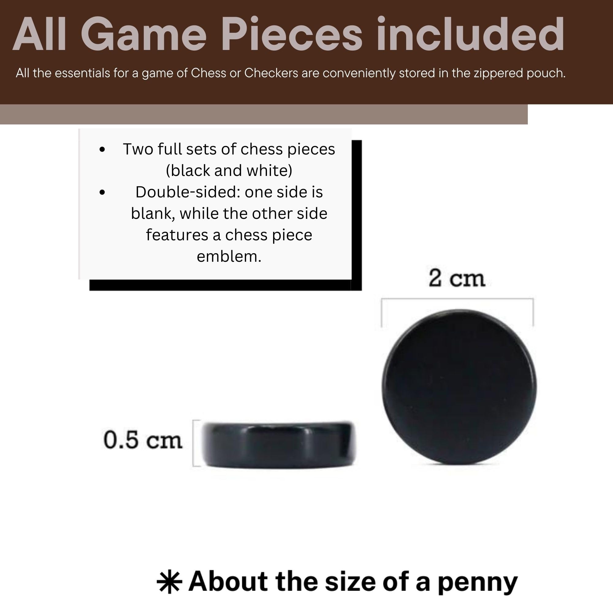 Sondergut Roll-Up Portable Suede Travel Chess & Checkers Game Set - Compact Perfect for RV Adventure Travel, Cruise, Airplane, Camping, Backpacking, Road Trips, and More.