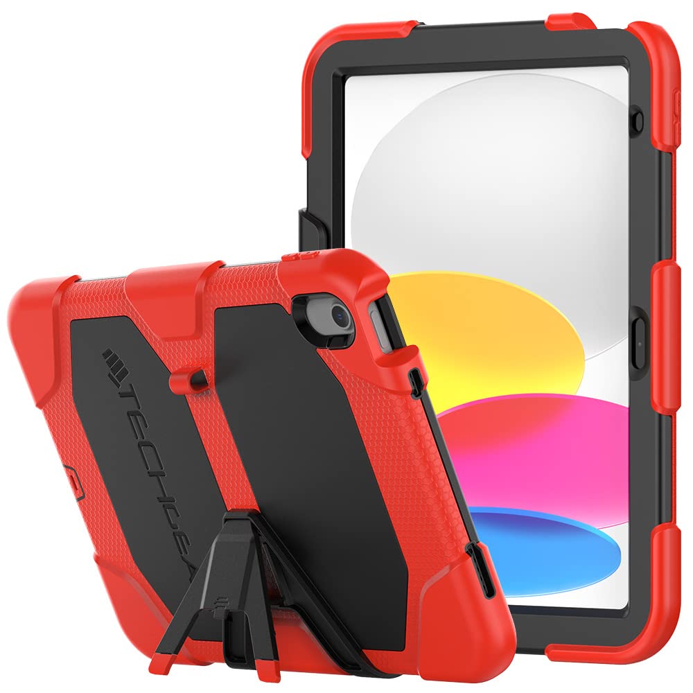 TECHGEAR G-SHOCK Case for iPad 11" A16 (11th Gen 2025) & 10.9" (10th Gen 2022), Heavy Duty Rugged Shockproof Protective Screen Protector Case with Stand, For Schools, Builders, Kids, Everyday Use