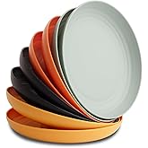 Nook Theory 8-Pack Reusable Wheat Straw Plates Set - Non Toxic and Non Plastic Dinner Plates for Kids and Adults, Lightweight Unbreakable Plate, Microwave Safe and Dishwasher Safe (Daybreak 9")