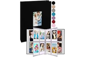GPIRAL 2x3 Photo Album 208 Vertical Photos - Linen Front Window, Photo Album Compatible with Fujifilm Instax Mini Film 7s 8+ 9 11, Polaroid Snap/PIC 300, HP Sprocket, Zip Printer, Black