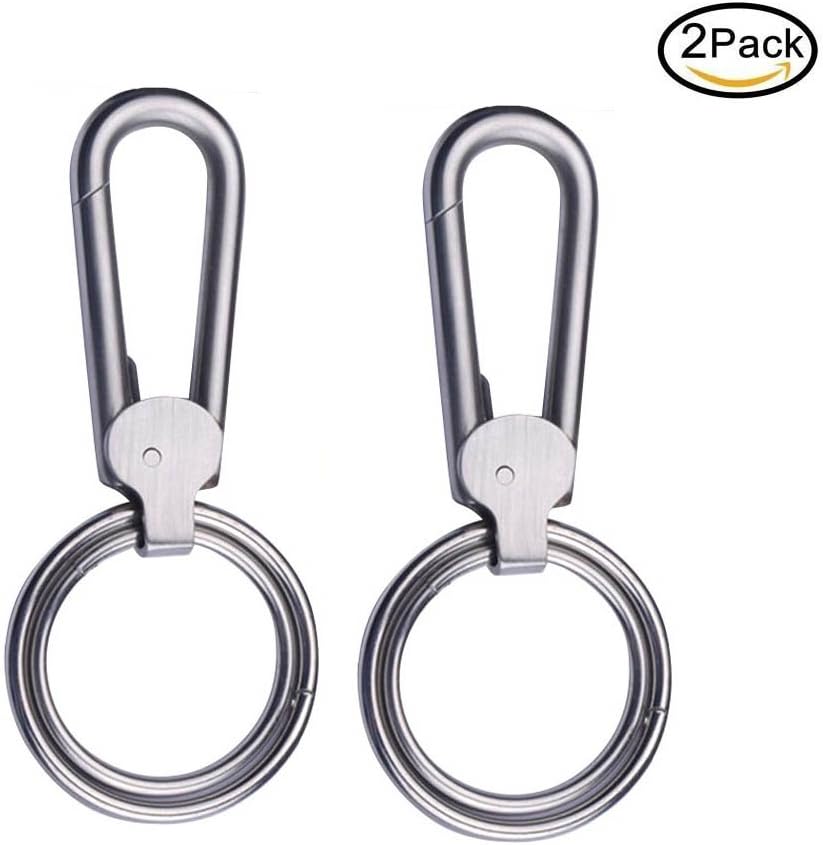 EVELTEK 2 Pack Stainless Steel Waist Hanged Key Chain with 2 Key Rings (KE-18)