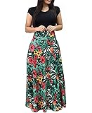 RUEWEY Womens Short Sleeve/Long Sleeve Floral Printed Prom Cocktail Swing Long Dress