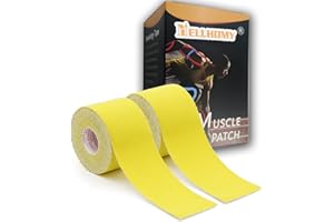 NELLHOMY Kinesiology Tape <2-Pack>-Athletic Sports Tape,Waterproof Elastic Sport Tape for Joints Support & Muscle Pain Relief -<16.4ft>-Cotton K Tape Perfect for Knee Shoulder Elbow Ankle Muscle(Yellow）