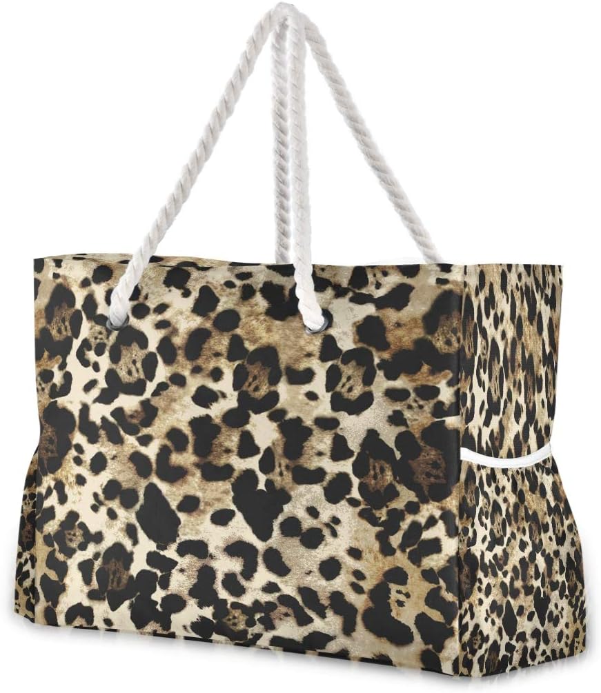 leopard beach bag