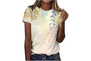 SMIDOW Women Summer Casual Hawaiian Printed T Shirt Short Sleeve Crewneck Vacation Basic Tops Loose Comfy Blouse