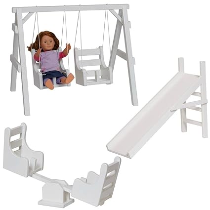 Three Piece Playground Set for 12 Inch - 18 Inch Dolls USA Handmade, White
