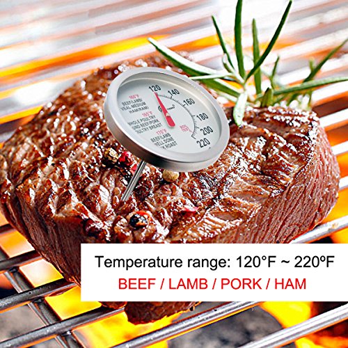 KT THERMO Meat Thermometer 2.5-Inch Dial Stainless Steel Waterproof BBQ Poultry Probe Cooking Thermometers