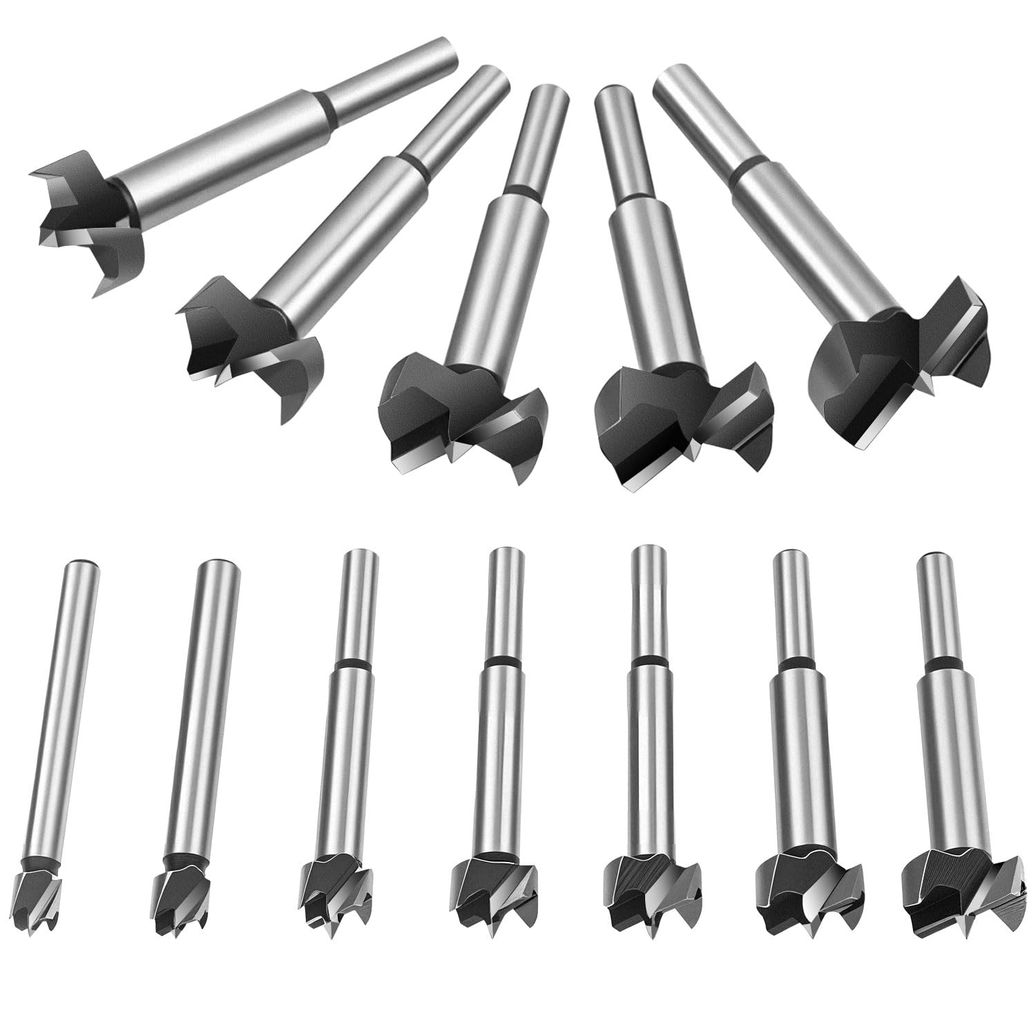 flintronic Forstner Drill Bit, 12PCS(10-35mm) Tungsten Steel Boring Hole Saw Set, Round Shank Wood Tools, Wood Boring Bit Set, Woodworking Hole Opener Hole Cutter