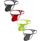 IKINGSKY Men's Modal Big Pouch G-string Underwear Sexy Low Rise Y-back Thong Soft Bulge Under Panties for Men
