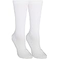 NuVein 15-20 mmHg Medical Compression Socks, Mid Calf Crew Length, Padded Cushion Foot, White, Large