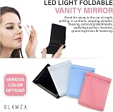 Glamza LED Light Foldable Makeup Mirror - Black, Travel Size, 8 LEDs, Magnetic view 5