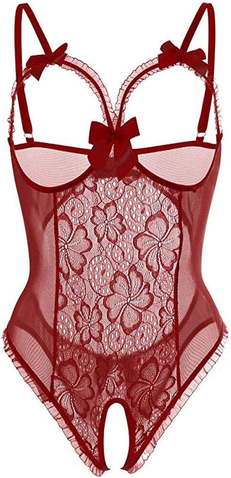 Plus Size Babydoll Lace Underwear Women Lingerie G-String Set Spaghetti Strap V Neck Satin Chemise Nightdress WEI MOLO