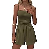 BTFBM Summer Rompers For Women 2026 Casual One Piece Spaghetti Strap Sleeveless Shorts Jumpsuit Beach Vacation Outfits