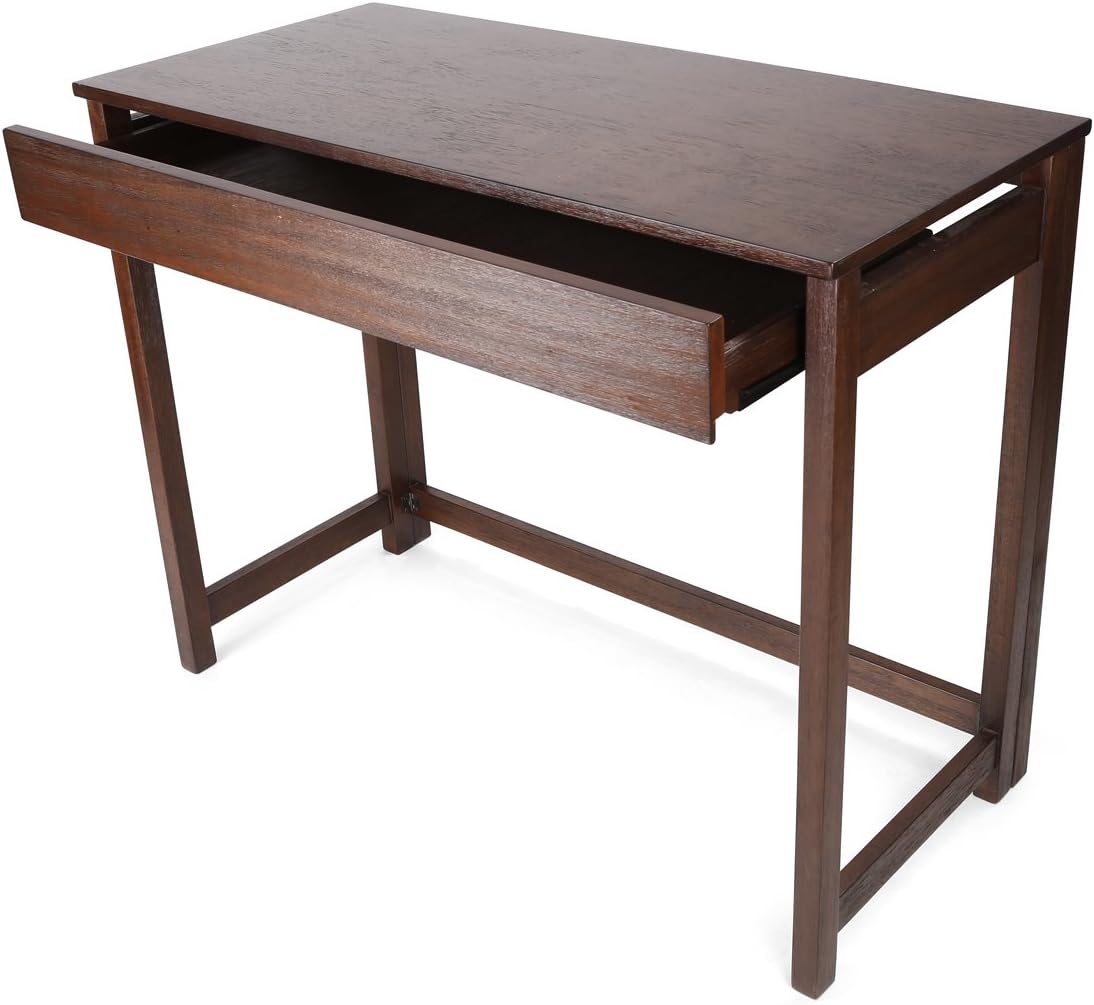 Penguin Home - Classic Solid Hardwood Desk - Foldable - Assembles in Minutes - No Tools Required - Wood Writing & Computer Desk for Home, Office & Studio - W96 x D45 x H76 cm - Espresso, Brown, 3065