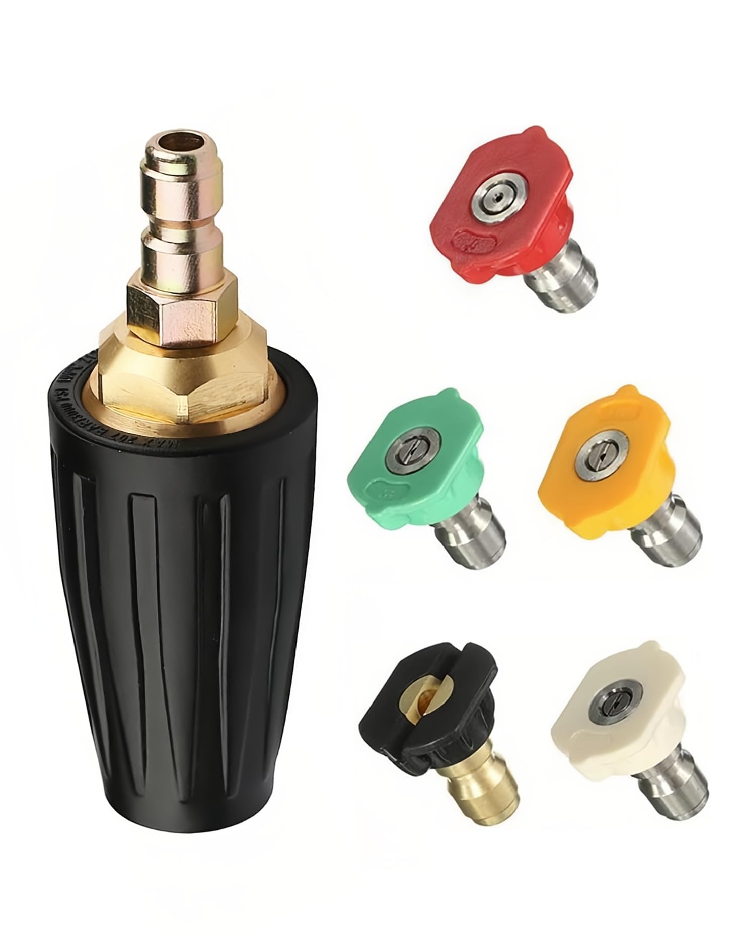 Stone Banks Brass Rotating Turbo Nozzle 4000PSI, 1/4" Quick Connect Pressure Washer Nozzle with 5 Tips, Pressure Washer Cleaner Gun Nozzles Accessory Set