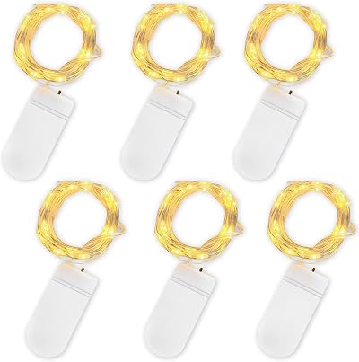 Jsdoin Fairy Lights 6 Pack 2m 20 LED Copper Wire Battery Operated Warm White