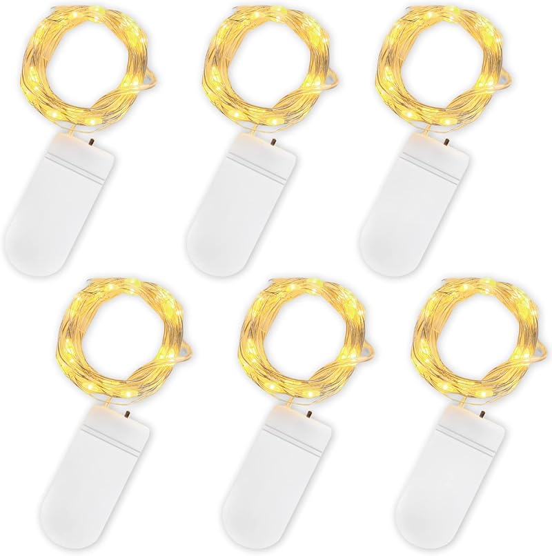 Jsdoin Fairy Lights 6 Pack 2m 20 LED Copper Wire Battery Operated Warm White