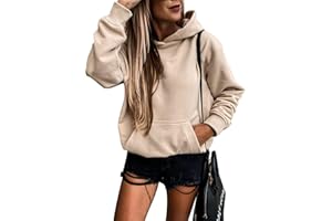 SHEWIN Women's Casual Hoodies Long Sleeve Solid Lightweight Pullover Tops Loose Sweatshirt with Pocket