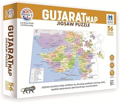 RATNAS Premium Quality GUJARAT MAP for Kids.GUJARAT Geographical MAP to Understand GUJARAT Better