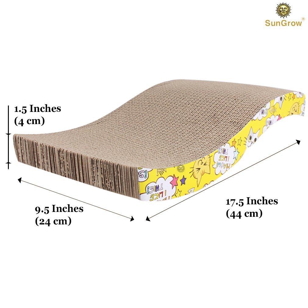 Scratcher Toy for Cats by SunGrow- Cat Scratch Board with a Curved Wave Design - Satisfy Cat\'s Natural Scratching Instincts - Saves Your Furniture - Made from Environmentally Friendly Material