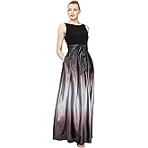 S.L. Fashions Womens Sleeveless Long Satin Mother of The Bride Dress with Pockets, Formal Party Gown