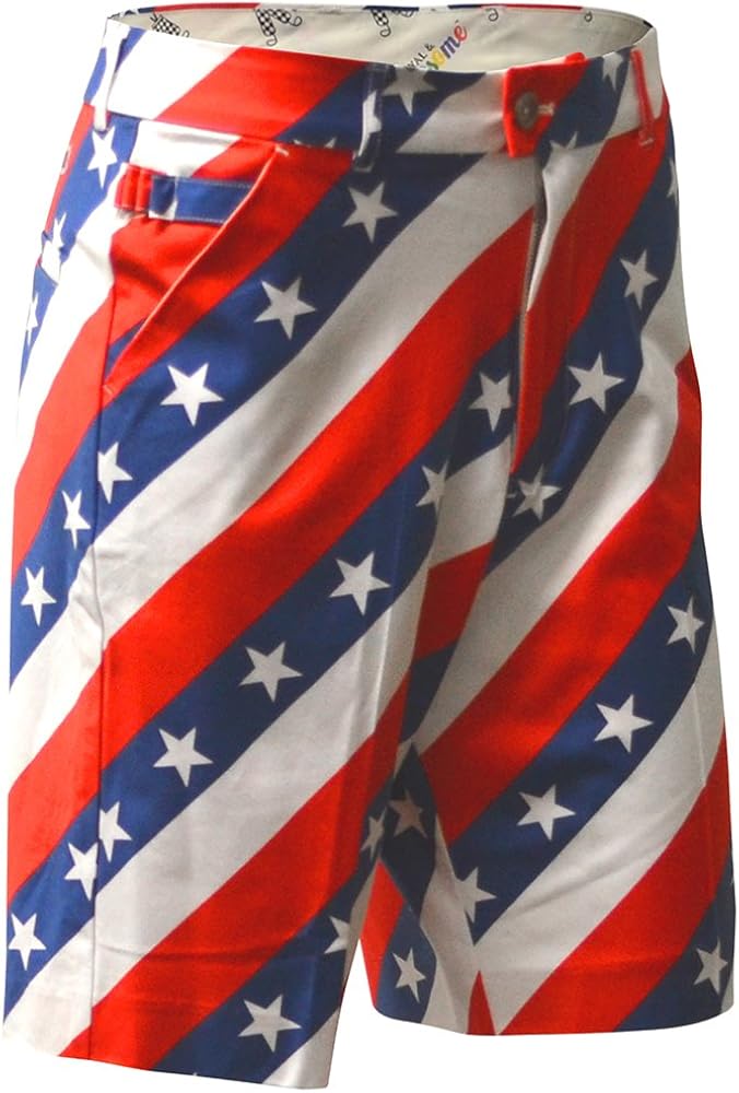 Royal & Awesome Pars and Stripes USA Mens Golf Shorts - 30W: Clothing