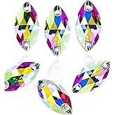 DONGZHOU Sew On Rhinestone AB Sewing Stone with Holes Navette Shape Beads Crystals Flat Back Glass Rhinestones Crystal Gems Clothing Accessories for Costume, Clothes, Garments, DIY Crafts 18 * 9