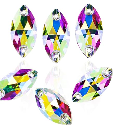 AB Navette Flatback Rhinestones - Sew-On Crystal Strass Stones For Costumes, Dresses
