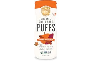 Serenity Kids 6+ Months Grain-Free Allergen-Safe Puffs for Toddlers & Babies - No Grains, Gluten, Nuts, Rice - Organic Veggies, Legumes, Olive Oil (1.5 Ounce (1 Count), Pumpkin & Cinnamon)