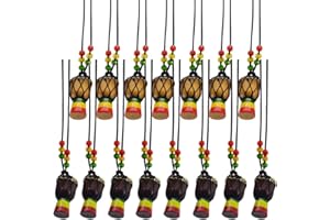 ZUYYON 15Pcs Instrument Necklaces Wooden Classic Djembe Drum Mini Pendant African Drum Bongos Percussion Jewelry Necklace Drums for Kids Adults Party Supply School Gift