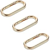Tyqour 3 Pcs Gold Carabiner Clips, Oval Spring Key Ring Clip Metal Keychain Clip Heavy Duty Opening Bag Charms for Handbags Backpacks, Purse, Keys, Bag Strap (1.97×0.94 Inch)