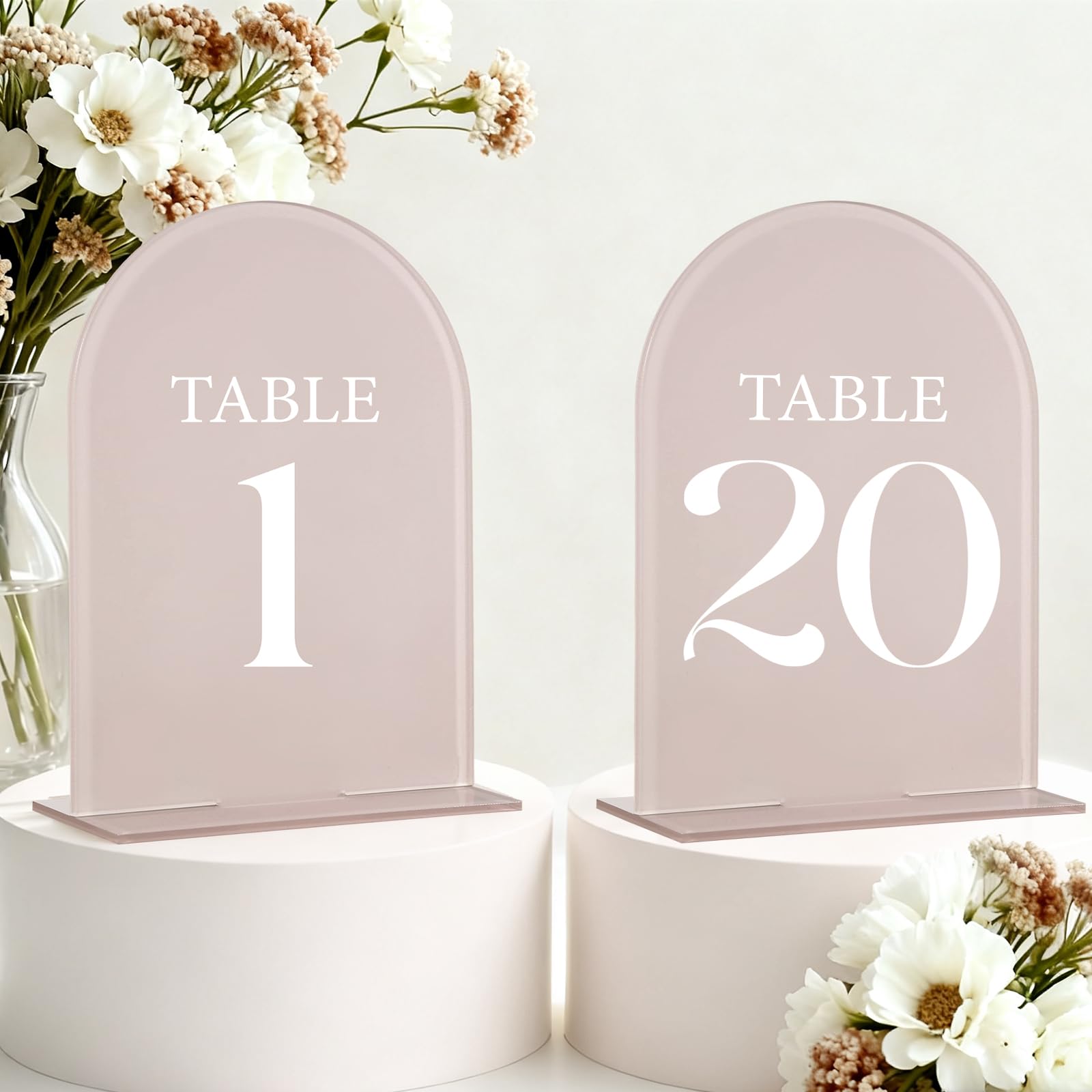 Photo 1 of CORNER LACE Beige Color Wedding Acrylic Table Number 1-20 with 20Pcs Stands, 5"x7" Elegant Place Card Centerpiece Decorations for Indoor Outdoor Wedding Bridal Shower Anniversary Party Reception