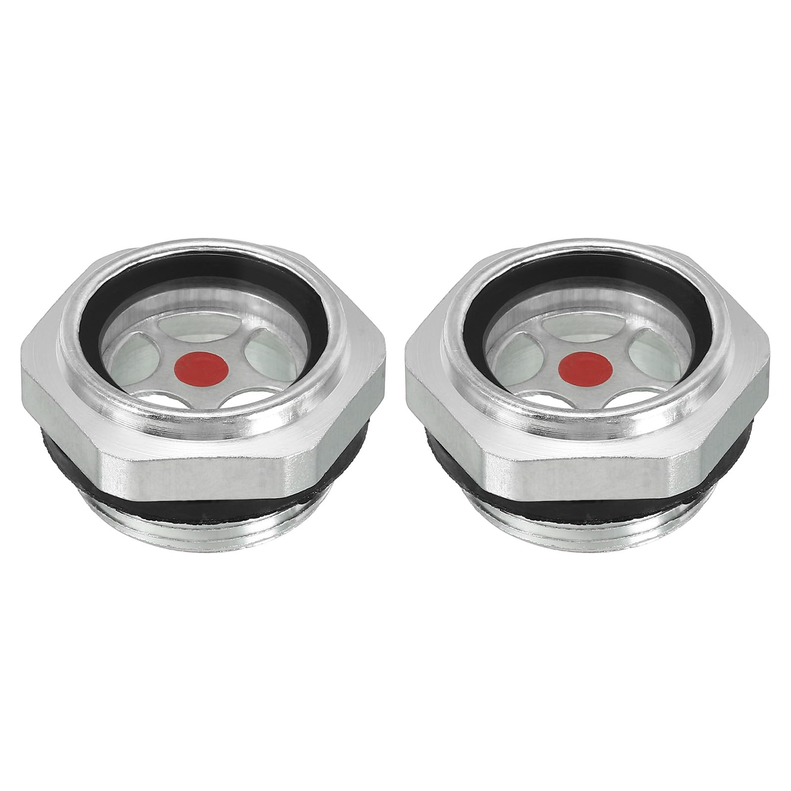 PATIKIL Air Compressor Oil Sight Glass, 2 Pack M27*1.5 Male Thread Aluminum Alloy Oil Liquid Level Gauge Air Compressor Parts with O-Ring