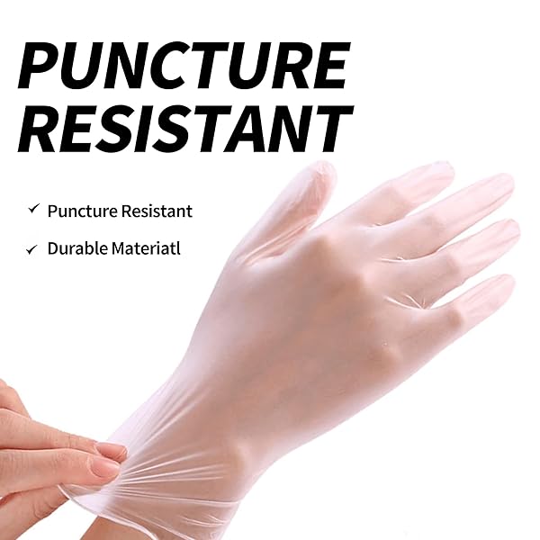 BASIC CLEAR VINYL EXAM GLOVES – LATEX-FREE & POWDER-FREE, MEDIUM，1000 COUNT (10 BOXES OF 100)