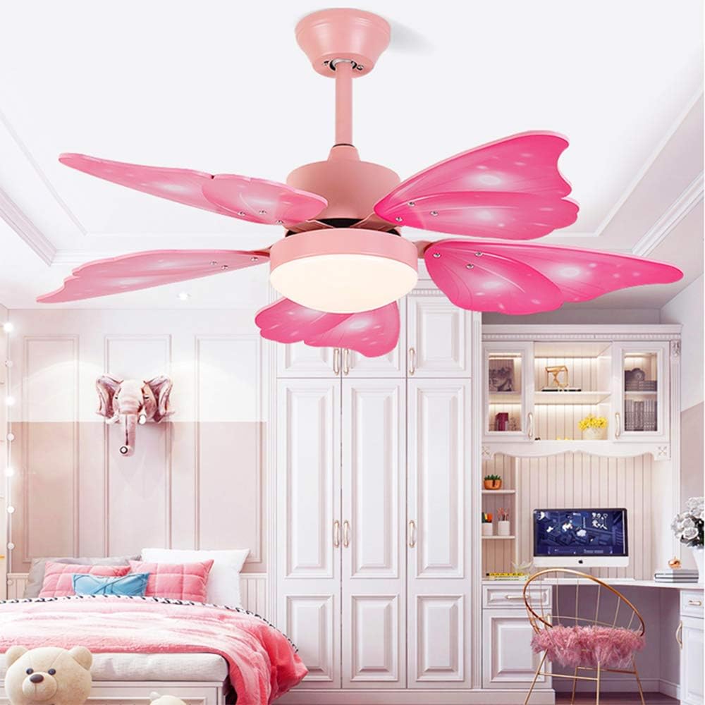 Ceiling Fans With Lights Pink / Macaroon Blue Pink Led Kids Room