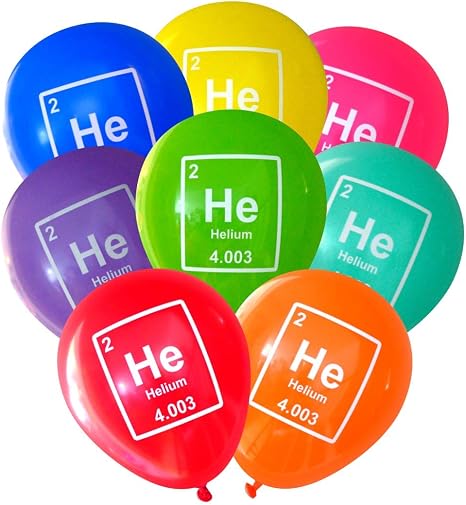 Mad Science Party Balloons - Helium (He) Periodic Table Element (16 pcs, Deluxe 2-Sided) by Nerdy Words (Assorted): Amazon.co.uk: Kitchen & Home