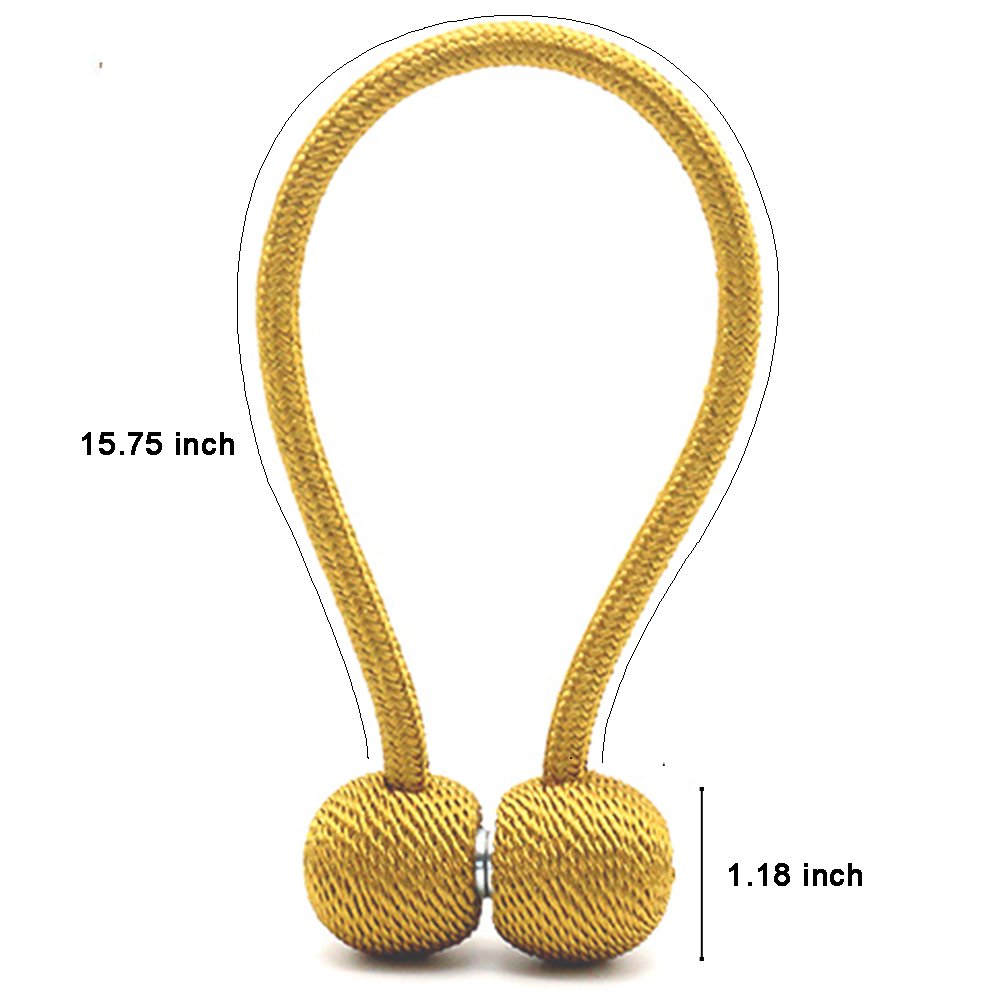 ZCINT 4 Pack Drape tiebacks Rope-European Strong Magnetic Holdbacks for Home Curtains/Window Decor(gold)