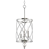 Kira Home Eleanor 26.5" 3-Light Modern Foyer Light Pendant Chandelier, Cylinder Metal Shade, Adjustable Height, Brushed Nicke