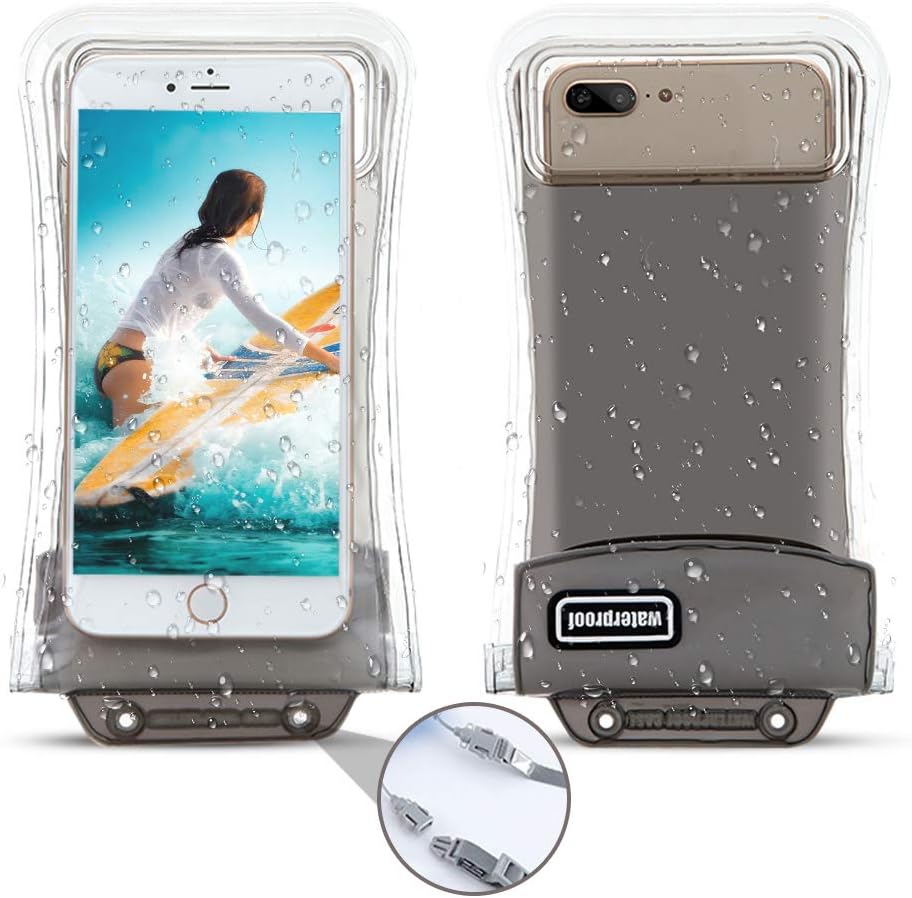 Gihery [Floatable] 2Pack Waterproof Phone Pouch, Triple Insurance Self-Floating Universal Waterproof Phone Case up to 6.5Inch Compatible with iPhone X/8/8p/7/7p/6p and More Phones (Gray)